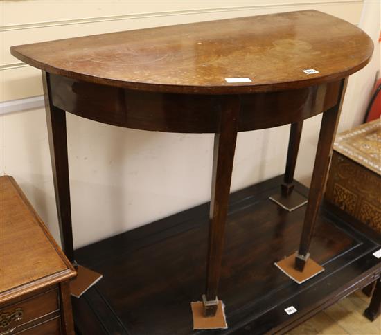 A mahogany demi lune table W.107cm